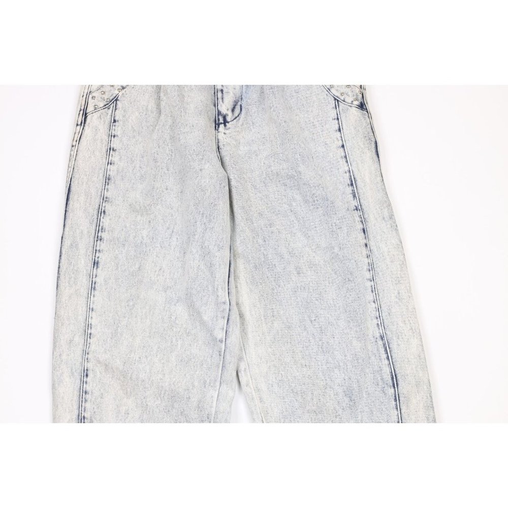 NOS Vintage 80s Streetwear Mens 30x36 Pleated Studded Tapered Leg Denim Jeans - Picture 3 of 14